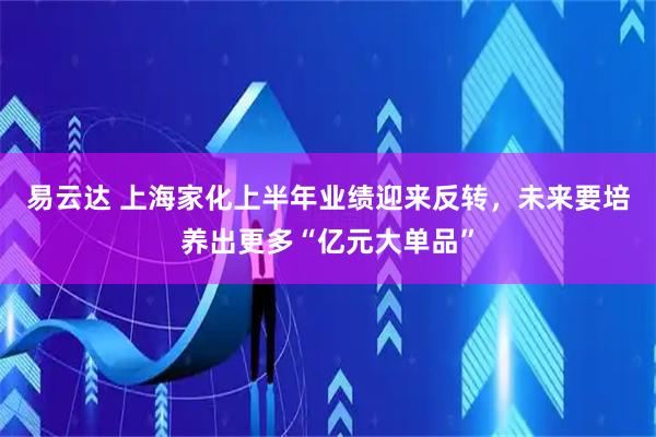 易云达 上海家化上半年业绩迎来反转，未来要培养出更多“亿元大单品”