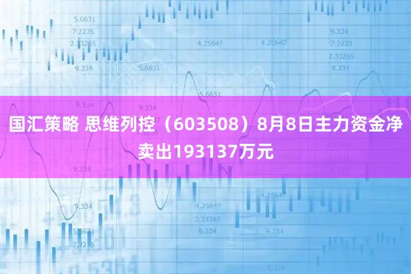 国汇策略 思维列控（603508）8月8日主力资金净卖出193137万元