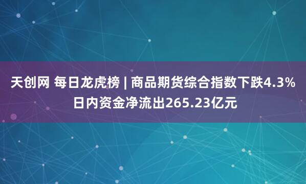 天创网 每日龙虎榜 | 商品期货综合指数下跌4.3% 日内资金净流出265.23亿元
